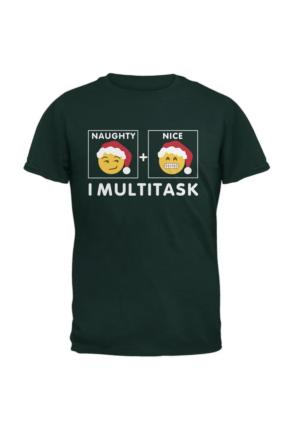 Christmas Naughty and Nice Multitask Forest Adult T-Shirt - X-Large