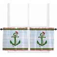 thumbnail image 1 of Christmas Nautical Kitchen Curtain 2 Panels Tiers Curtains 36 Inch Length, Blue Xmas Red Green Striped Curtains Rod Pocket Curtains Window Drapes Treatment Window Cafe Curtains, 1 of 5