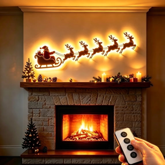 Christmas Navidad Decorations Lighted Reindeer with Remote Control,Farmhouse Decor Wall Display for Living Room, Stairway & Hallway, Holiday Xmas Gift Ideal