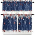 thumbnail image 1 of Christmas Navy Blue Kitchen Curtains and Valances Set, Rod Pocket Curtains Tier Farmhouse Window Curtains 24 Inch Length, Xmas Tree Snowflake Silver Leaves 3 Piece Kitchen Curtains Set, 1 of 6