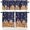 thumbnail image 1 of Christmas Navy Blue Kitchen Curtains, Winter House Star Candy Snowflake 3-Piece Kitchen Curtain Valance and Tiers Set 36 Inch Length, Rod Pocket Half Window Curtains for Cafe Living Room Bathroom, 1 of 4