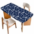thumbnail image 1 of Christmas Navy Blue Table Cloths for 3 Foot Rectangle Tables, Peace Love Xmas Holiday Patio Waterproof Elastic Fitted Tablecloths, Washable Rectangular Table Cover for Camping, 1 of 8
