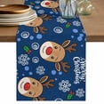 thumbnail image 1 of Christmas Navy Table Runner, Xmas Cute Elk Winter Leaves Cartoon Snowflake Washable Cotton Linen Table Runners 60 Inches Long, Dresser Scarf Runner for Coffee/TV Stands/Kitchen/Cabinets 13''x60'', 1 of 9