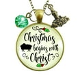 thumbnail image 1 of Christmas Necklace Begins Christ Faith Holiday Gutsy Goodness Female Adult Bronze Metal, 1 of 7