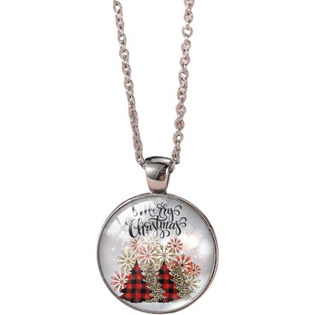 Christmas Necklace Vintage Glass Christmas Tree Santa Elk Crutch Pendant Necklace Crystal Embossed Christmas Necklace Sweater Chain Holiday Jewelry for Women