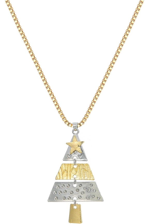 Christmas Necklace for Women Christmas Tree Star Pendant Necklace Xmas Tree Necklace Jewelry for Festival New Year Party[z144]