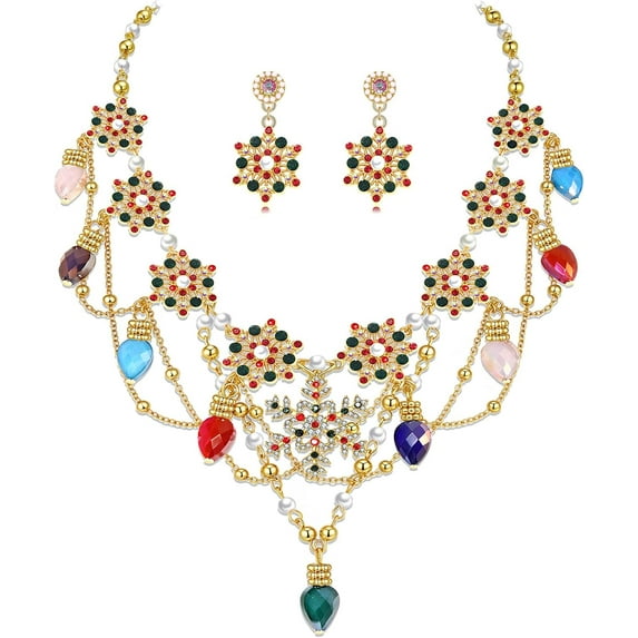 Christmas Necklaces For Women X-Mas Jingle Bell Light Bulbs Chunky ...