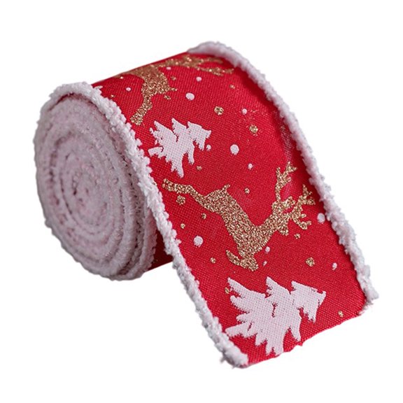 Christmas Necktie Ribbon For Present Wrapping With Ice Print Soft Permanent Fabric Decoration For Holiday Party Deck