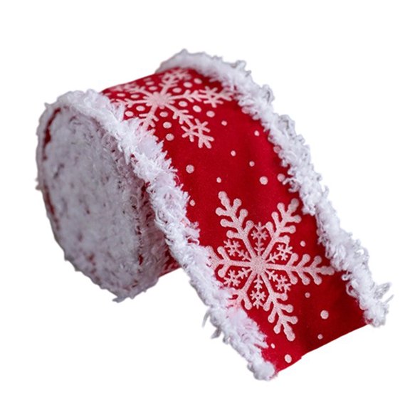 Christmas Necktie Ribbon For Present Wrapping With Ice Print Soft Permanent Fabric Decoration For Holiday Party Deck