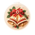 thumbnail image 1 of Christmas Needle Felting Kit, Holiday Bells Design for Adults, 7.87 in 3D Wool Hoop Art Wall or Tabletop Display, 1 of 4