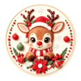 thumbnail image 1 of Christmas Needle Felting Kit, Reindeer Face Design for Adults, 7.87 in 3D Wool Hoop Art Wall or Tabletop Display, 1 of 4