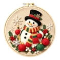 thumbnail image 1 of Christmas Needle Felting Kit, Snowman Design for Adults, 7.87 in 3D Wool Hoop Art Wall or Tabletop Display, 1 of 5