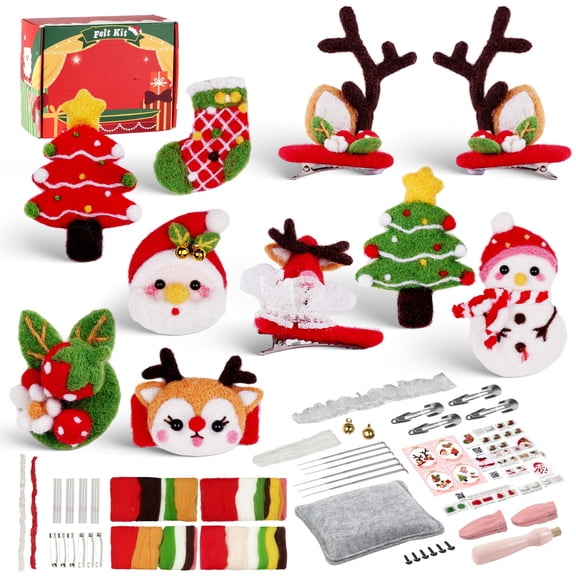 Wizardi Beginner Needle Felting Kit for Adults - Christmas. Christmas Felting Kit 3-5cm. Felting Tools. Wool Felting Supplies. Felt Crafts. Wool Felt. F07N8-Z-13
