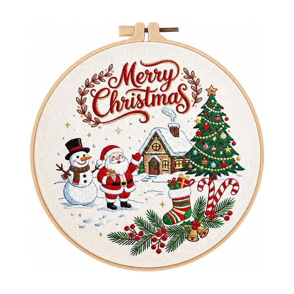 Christmas Needlepoint and Embroidery Craft Kit Featuring Classic Seasonal Motifs and Premium Threads