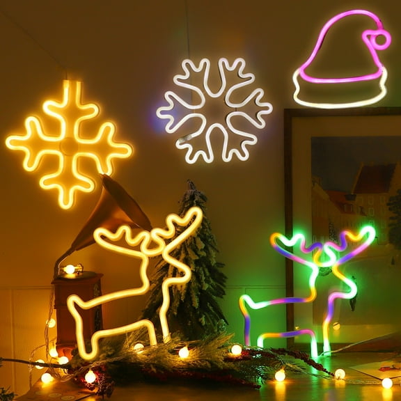 Christmas Neon Sign Christmas Deer Night Lights LED Lamp USB Plus Battery Use Neon Lights For Wall Decor Small Coloured Lights Decoration for Room Home Party Birthday Christmas Gifts
