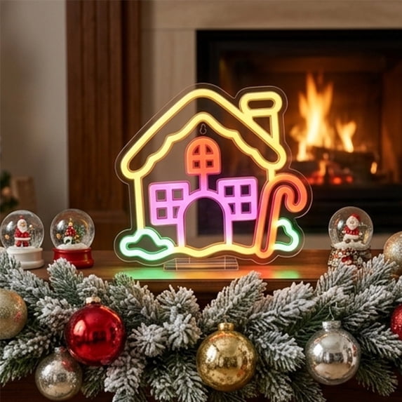 Christmas Neon Sign Light LED Neon Light for Wall Tabletop Display Hanging or Standing Holiday Light Decor for Party Home