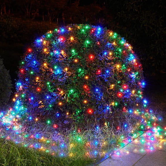 Christmas Net Lights 96 LED 5ft x 5ft Outdoor Christmas Bush Lights with 8 Modes, Connectable, Waterproof and Durable for Trees, Bushes, Christmas Decorations, Multicolor