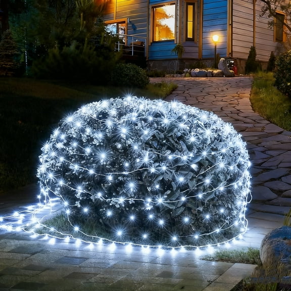 Christmas Net Lights Outdoor, 98LED 5Ft x 5Ft Net Lights, Waterproof Christmas Outdoor Mesh Lights for Tree Bushes Holiday Party Garden, Holiday Wedding Party Decorations