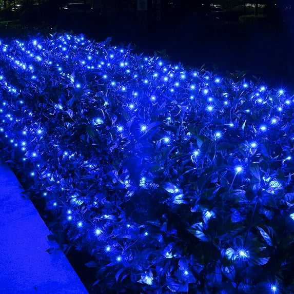 Connectable Christmas Net Lights Plug in 8 Modes 5ftx5ft 96 Led Mesh Fairy String Lights for Christmas Trees, Bushes, Wedding, Garden, Outdoor Decorations(Blue)