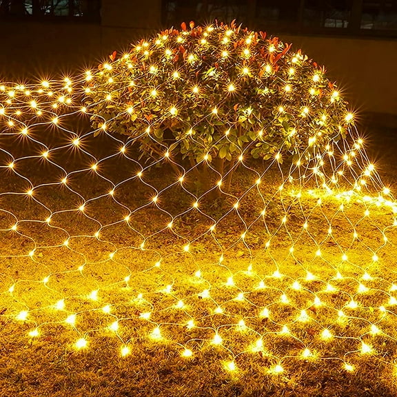 Christmas Net Mesh Lights, 10ft x 6.5ft 200 LED Mesh Decor with 8 Modes Waterproof Connectable Xmas Decorations for Outdoor Outside Bushes Yard Lawn Patio Tree Garden Party