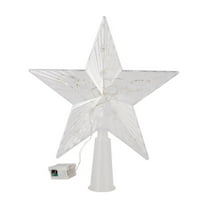 Christmas New With Lights Tree Top Star Christmas Transparent Luminous Five Pointed Star Christmas Tree Decoration Supplies Party Light-Up Decoration Home Decor