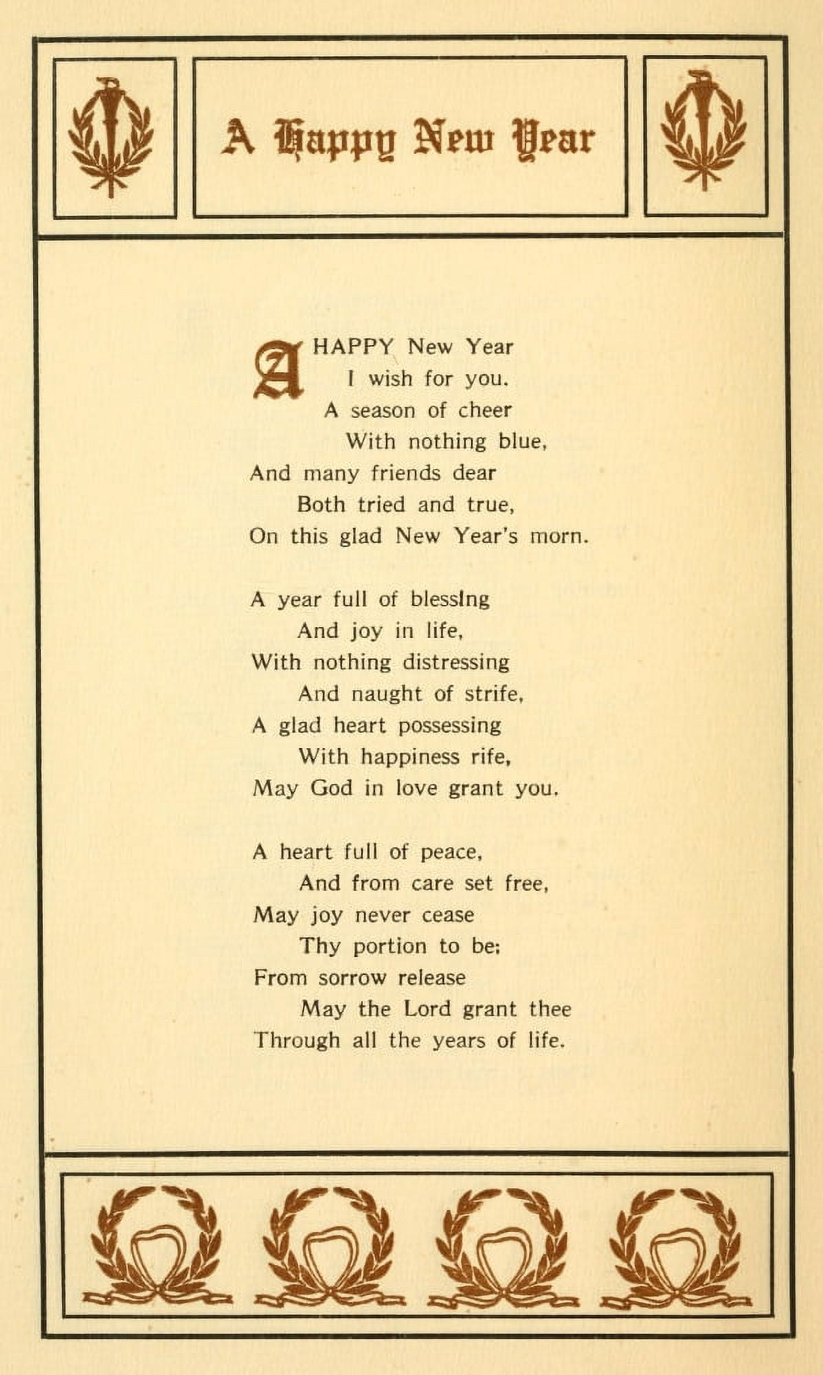Christmas & New Year Carols 1911 A Happy New Year Canvas Art - John F Herget (18 x 24)
