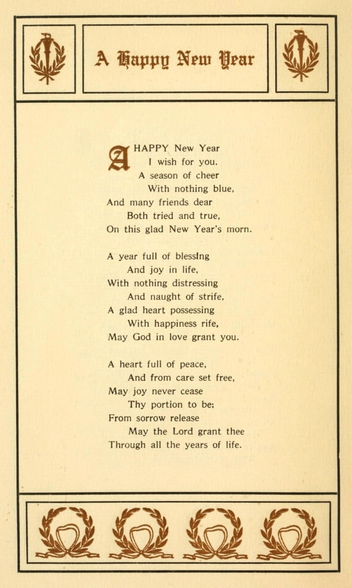 Christmas & New Year Carols 1911 A Happy New Year Canvas Art - John F x-Herget (24 x 36)