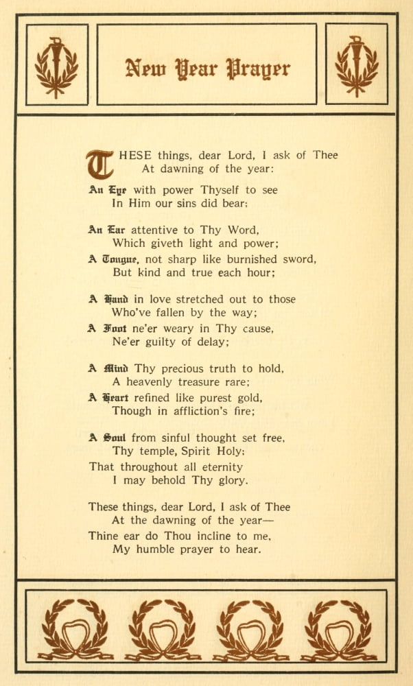Christmas & New Year Carols 1911 A New Years Prayer Canvas Art - John F x-Herget (24 x 36)