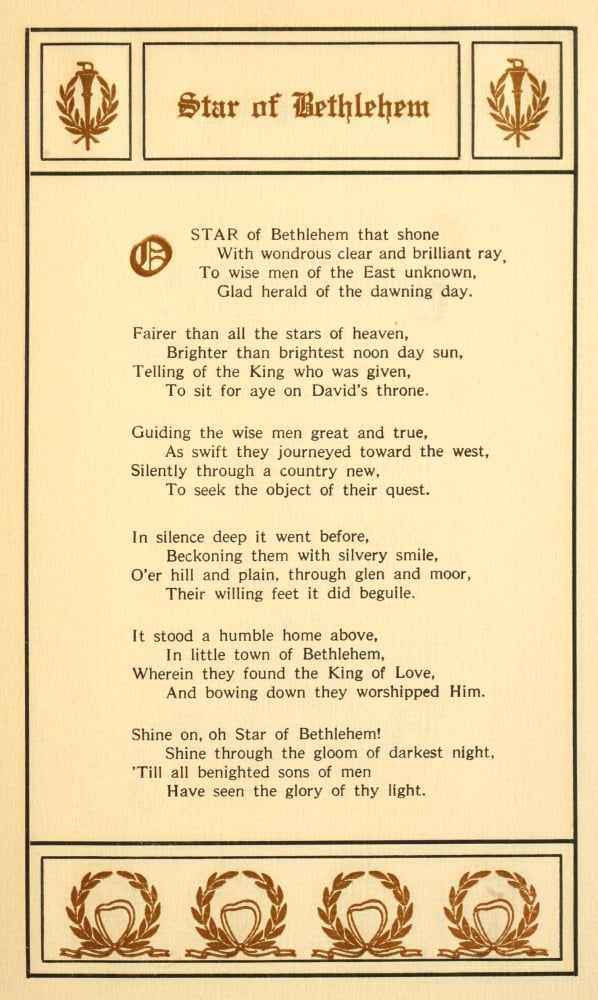 Christmas & New Year Carols 1911 Star of Bethlehem Canvas Art - John F x-Herget (18 x 24)