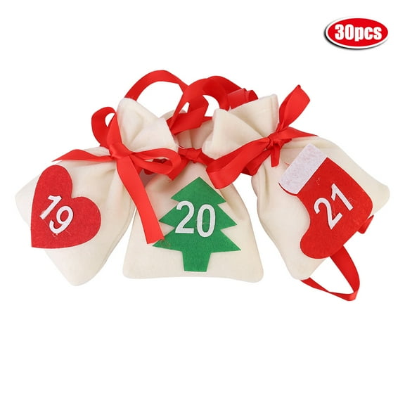 Christmas New Year Countdown Advent Hanging Calendar Gift Bags Pouches Home Decoration