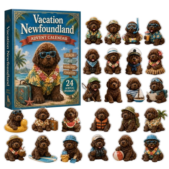 Christmas Newfoundland Dog Advent Calendar 2026, 24 Days Countdown Calendar, Newfoundland Dog 2D Home Decor, Christmas Gifts Surprise Blind Box for Dog Lovers, Christmas Decorations for Xmas Tree