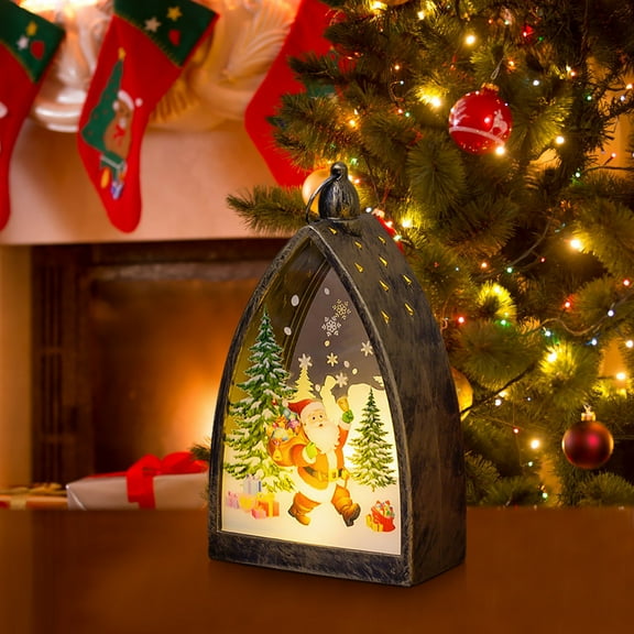 Christmas Night Light - Battery Operated Portable Lantern with 4 Festive Designs (Snowflake/Reindeer/Star/Tree)