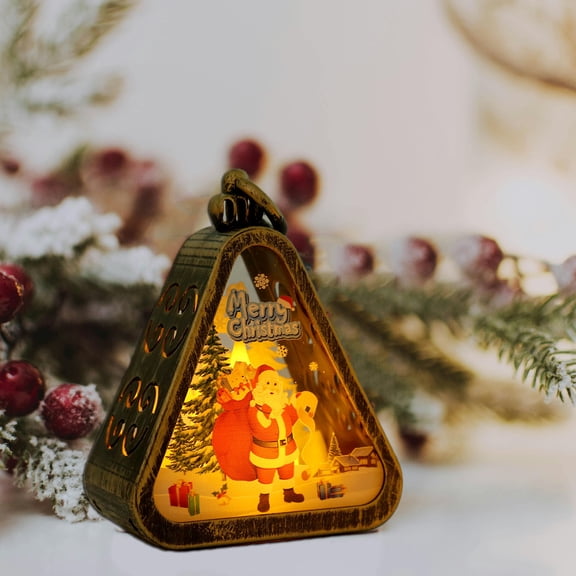 Christmas Night Light, LED Flameless Candle, Battery Operated Decor, Luminous Window Lamp, for Desktop, Mantle, Home, Party, Holiday Display, Reusable Xmas Decor