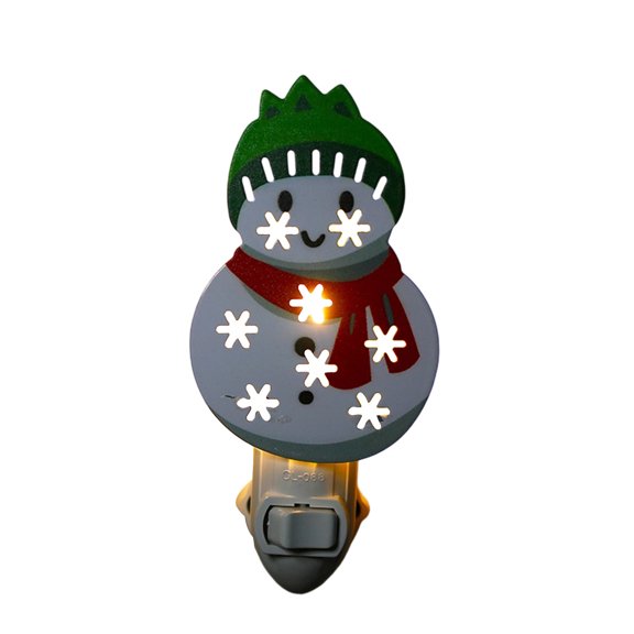 Christmas Night Light - Snowman Christmas Night Light Plug Into Wall, Stained Glass, Holiday Decorations, Winter Home Décor (5.5x3.9 in)