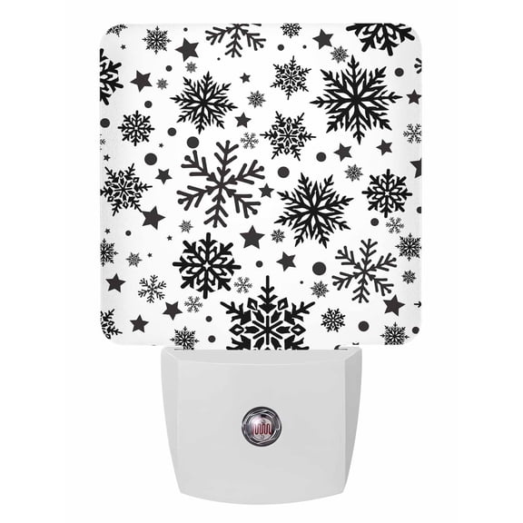Christmas Night Lights Auto Sensor Black Star Snowflake Plug-in LED Nightlights Dusk to Dawn for Living Room, Bedroom, Bathroom, Hallway, Stairways Xmas Wall Decor, Winter Snow Night Light