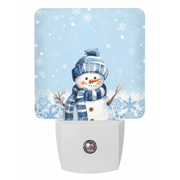 Christmas Night Lights Auto Sensor Blue Snowman Snowflake Plug-in LED Nightlights Dusk to Dawn for Living Room, Bedroom, Bathroom, Hallway, Stairways Xmas Wall Decor, Winter Snow Night Light