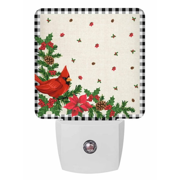 Christmas Night Lights Auto Sensor Cardinal Bird Poinsettia Plug-in LED ...