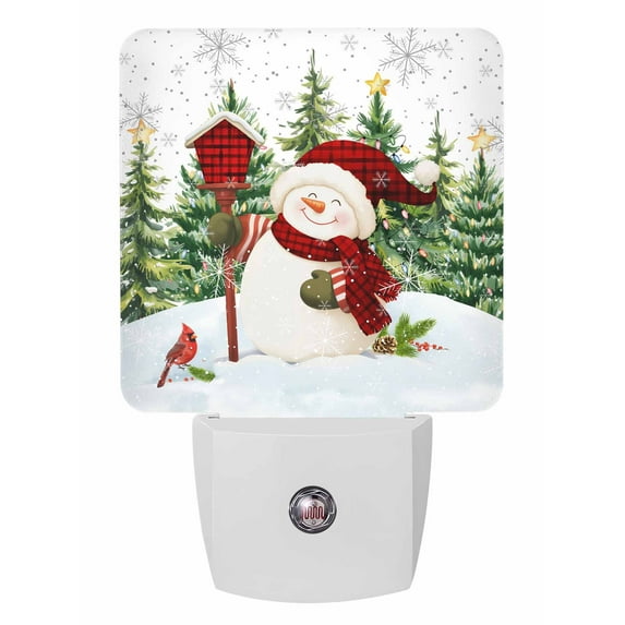 Christmas Night Lights Auto Sensor Cardinal Bird Snowman Plug-in LED ...