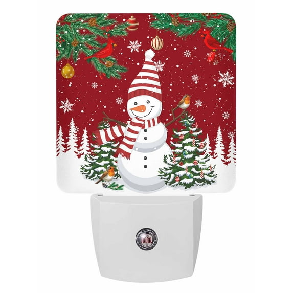 Christmas Night Lights Auto Sensor Cardinal Bird Snowman Plug-in LED ...