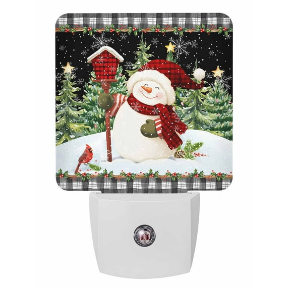 Christmas Night Lights Auto Sensor Cardinal Bird Snowman Plug-in LED ...