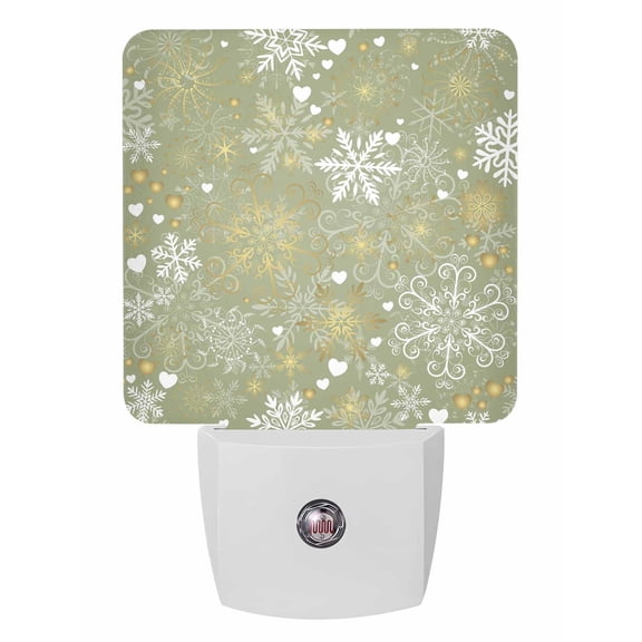Christmas Night Lights Auto Sensor Golden Snowflakes Plug-in LED Nightlights Dusk to Dawn for Living Room, Bedroom, Bathroom, Hallway, Stairways Xmas Wall Decor, Love Heart Sage Green Night Light