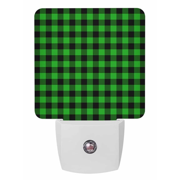 Christmas Night Lights Auto Sensor Irish Festival Plug-in LED Nightlights Dusk to Dawn for Living Room, Bedroom, Bathroom, Hallway, Stairways Xmas Wall Decor, Green Check Plaid Night Light