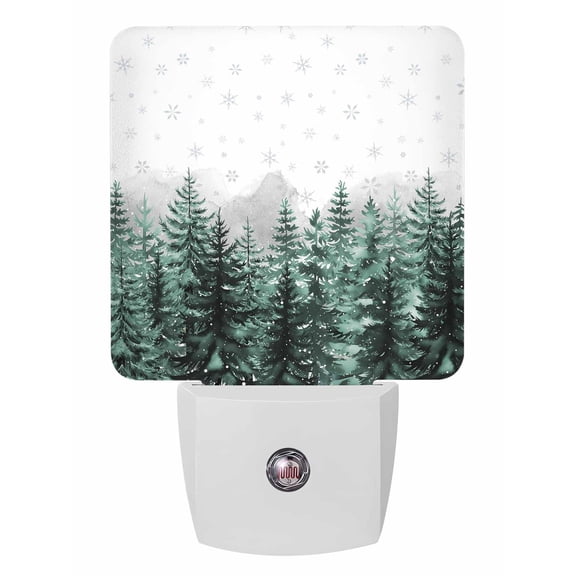 Christmas Night Lights Auto Sensor Pine Tree Forest Plug-in LED Nightlights Dusk to Dawn for Living Room, Bedroom, Bathroom, Hallway, Stairways Xmas Wall Decor, Snowflake Winter Snow Night Light