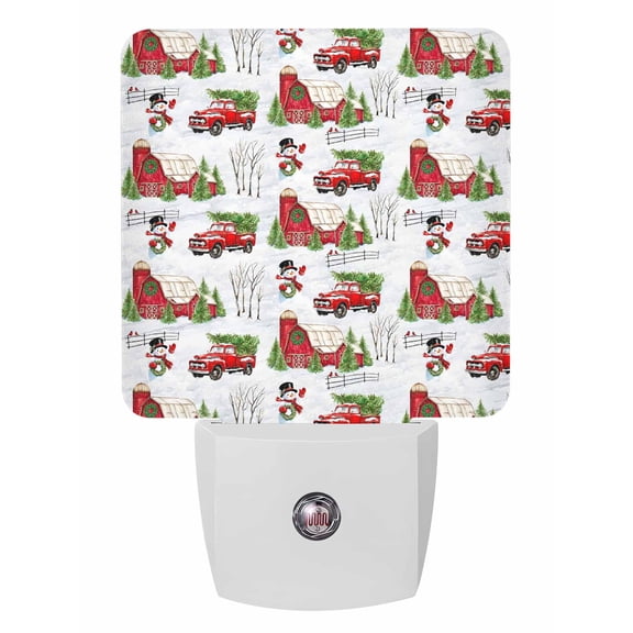Christmas Night Lights Auto Sensor Red Barn Truck Snowman Plug-in LED Nightlights Dusk to Dawn for Living Room, Bedroom, Bathroom, Hallway, Stairways Wall Decor, Cardinal Bird Xmas Tree Night Light