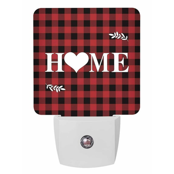 Christmas Night Lights Auto Sensor Red and Black Check Plaid Plug-in ...
