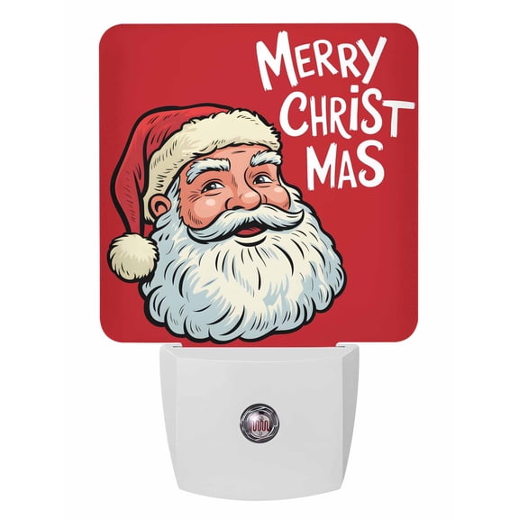 Christmas Night Lights Auto Sensor Santa Claus Plug-in LED Nightlights Dusk to Dawn for Living Room, Bedroom, Bathroom, Hallway, Stairways Xmas Wall Decor, Merry Christmas Red Night Light