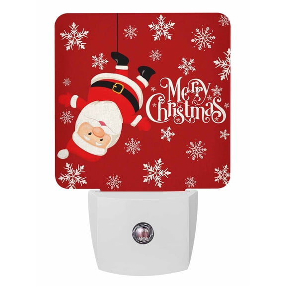 Christmas Night Lights Auto Sensor Santa Claus Plug-in LED Nightlights Dusk to Dawn for Living Room, Bedroom, Bathroom, Hallway, Stairways Xmas Wall Decor, Merry Christmas Snowflake Red Night Light