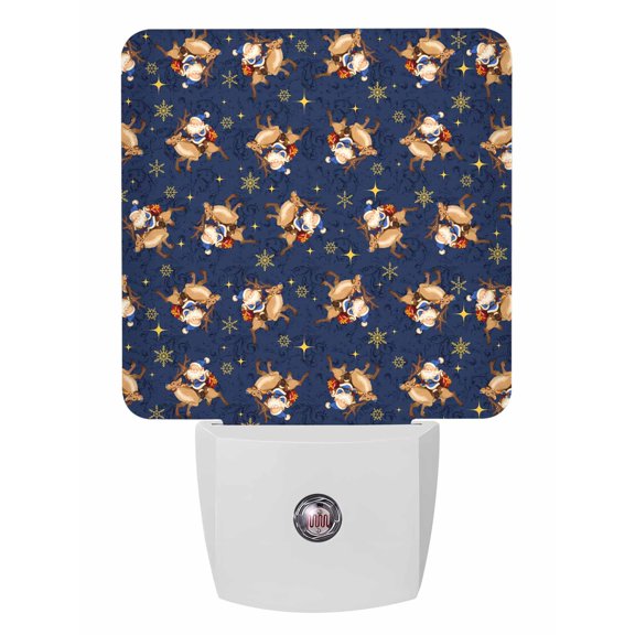 Christmas Night Lights Auto Sensor Santa Clause Reindeer Plug-in LED Nightlights Dusk to Dawn for Living Room, Bedroom, Bathroom, Hallway, Stairways Xmas Wall Decor, Snowflakes Star Blue Night Light