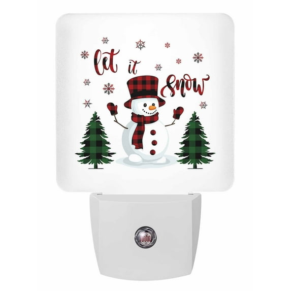 Christmas Night Lights Auto Sensor Snowman Holly Tree Plug-in LED ...