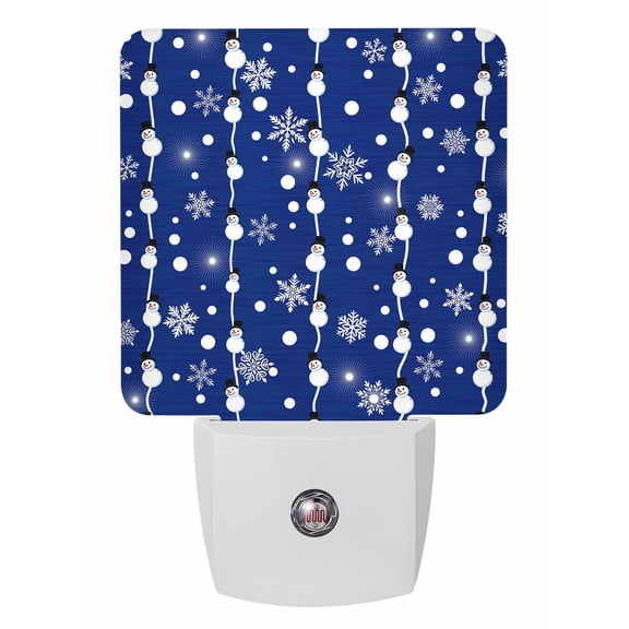 Christmas Night Lights Auto Sensor Snowman Lines Plug-in LED Nightlights Dusk to Dawn for Living Room, Bedroom, Bathroom, Hallway, Stairways Xmas Wall Decor, Winter Snowflake Blue Night Light